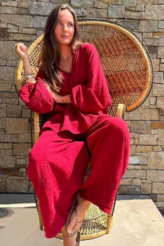 Santos Cushion Cotton Heathcliff Blouse Sangria